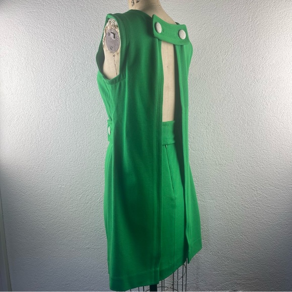 Original Milly New York l S Retro 60s MCM Mod Knit Open Back Draped Button Dress - Picture 5 of 15